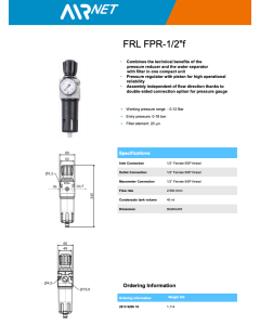 AIRNET, 1/2" Filter, Regulator, 0-12 Bar, c/w Gauge, Manual drain, 2813920016