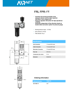 AIRNET, 1" Filter - Regulator 0-12 Bar 20 Micron c/w Gauge Manual drain, 2813920019