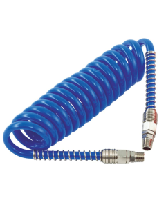 PCL, 2.5m x 10mm o.d. x 6.5mm i.d. 1/4" BSP Male Ends, Polyurethane Coiled Air Hose Assembly, HA5210