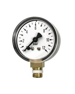 Prevost, 1/4" BSP, 50mm, Bottom Entry, Pressure Gauge, 0-12 bar, MT RS1250