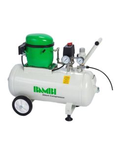 Bambi Budget Range, BB24, 0.5hp/0.34Kw, 50l/min, 8 bar, 24L Tank, Silent Air Compressor + wheels