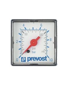 Prevost, 1/8" BSP, 40mm, Rear Entry, Pressure Gauge, 0-160 psi, 0-10 bar, MT CA1040