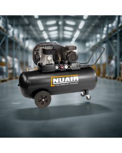 NuAir, NB2800B/150/3M TECH PRO - PORTABLE (13A) 3hp/2.2Kw, 12.5 CFM,10 bar, 150L Tank, Lower Noise Level, Oil Lubricated.