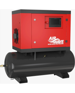 Airwave Micro-Speed, Variable Speed Compressor, 5.5hp/4Kw-240V, 32Amp, 17 CFM, 6-10 Bar 160L Tank Mounted
