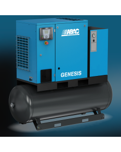 ABAC, Genesis IE, Variable Speed, 7.5Kw/10hp, 43 CFM, 7-13 Bar, Screw Compressor, Dryer, Tank Mounted, 4152019803