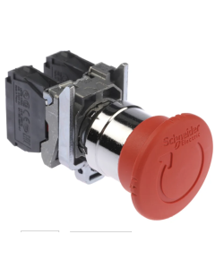 Twist Release Emergency Stop Push Button, Panel Mount, 22mm Cutout, 2NC